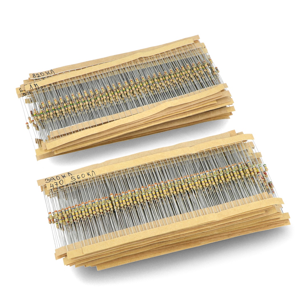 Zestaw rezystorów THT 1/4W opisany - 2640szt.